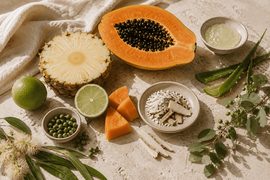 Pineapple, papaya and Australian botanicals used in Wave Wash Enzyme Gel Cleanser