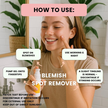 Teen girl using Summer Rayes blemish spot remover with text on how to use it
