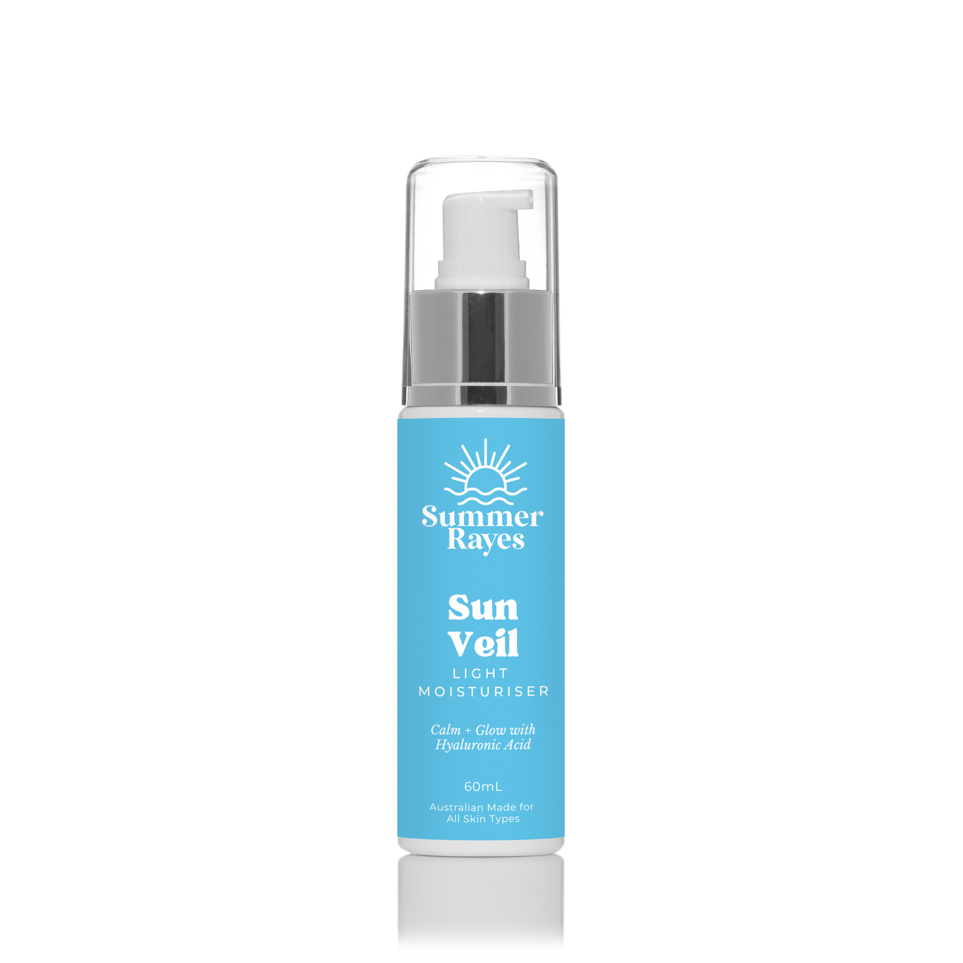 Summer Rayes natural skincare products for teens and tweens, Australian made ethical sensitive or problematic skin, no harsh chemicals vegan Sun Veil Hyaluronic Acid Moisturiser