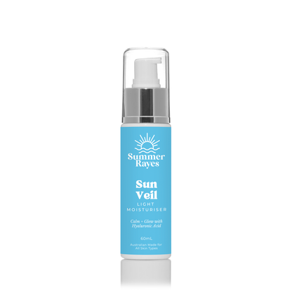 Summer Rayes natural skincare products for teens and tweens, Australian made ethical sensitive or problematic skin, no harsh chemicals vegan Sun Veil Hyaluronic Acid Moisturiser