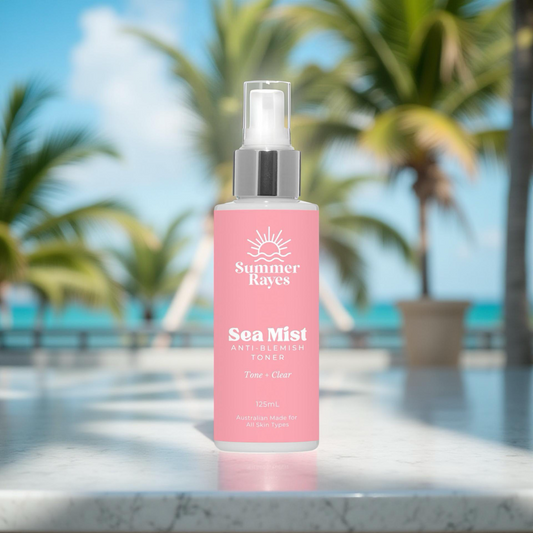 Summer Rayes natural skincare products for teens and tweens, Australian made ethical sensitive or problematic skin, no harsh chemicals vegan Sea Mist Anti-Blemish Toner