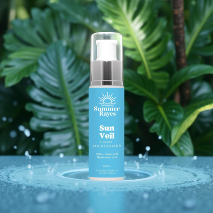 Summer Rayes natural skincare products for teens and tweens, Australian made ethical sensitive or problematic skin, no harsh chemicals vegan Sun Veil Hyaluronic Acid Moisturiser